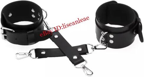 Punk Gothic Bound Handcuffs Bracelets Pu Leather Metal Buckle Binding Bracelets-Black in Saudi Arabia