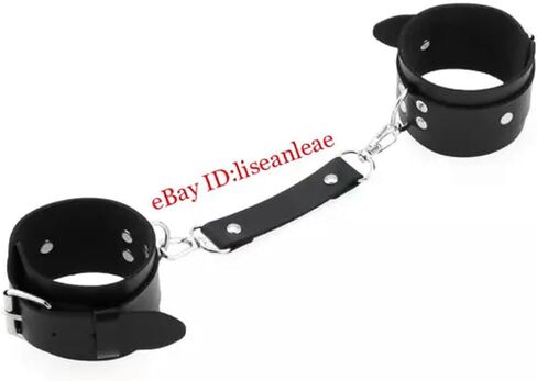 Punk Gothic Bound Handcuffs Bracelets Pu Leather Metal Buckle Binding Bracelets-Black in Saudi Arabia