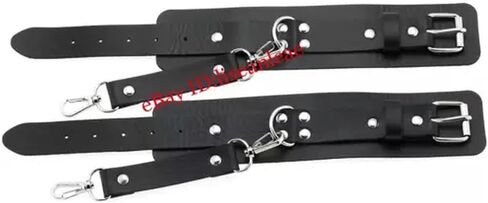 Punk Gothic Bound Handcuffs Bracelets Pu Leather Metal Buckle Binding Bracelets-Black in Saudi Arabia