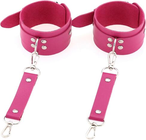 Punk Gothic Bound Handcuffs Bracelets Pu Leather Metal Buckle Binding Bracelets-Black in Saudi Arabia