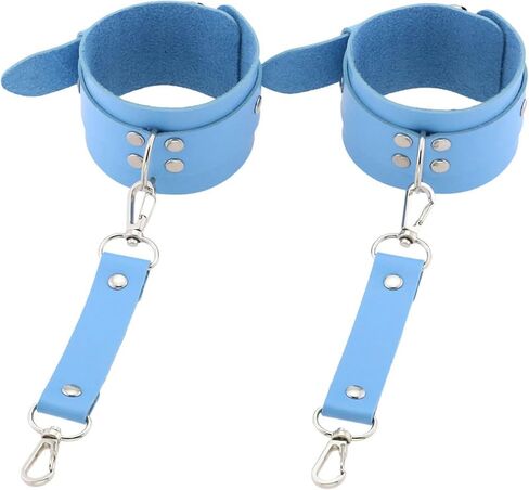 Punk Gothic Bound Handcuffs Bracelets Pu Leather Metal Buckle Binding Bracelets-Black in Saudi Arabia