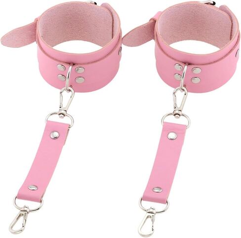 Punk Gothic Bound Handcuffs Bracelets Pu Leather Metal Buckle Binding Bracelets-Black in Saudi Arabia