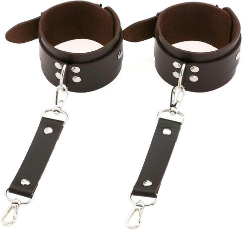 Punk Gothic Bound Handcuffs Bracelets Pu Leather Metal Buckle Binding Bracelets-Black in Saudi Arabia