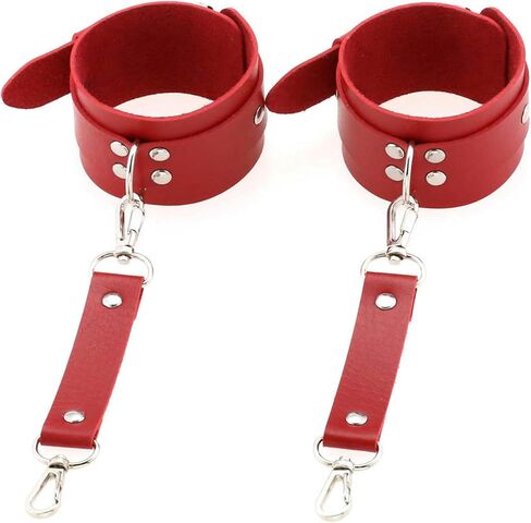 Punk Gothic Bound Handcuffs Bracelets Pu Leather Metal Buckle Binding Bracelets-Black in Saudi Arabia