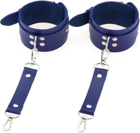 Punk Gothic Bound Handcuffs Bracelets Pu Leather Metal Buckle Binding Bracelets-Black in Saudi Arabia