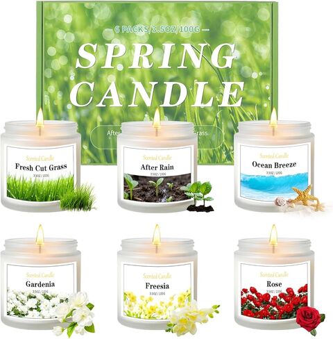 6 Pack Spring Candles for Home Scented, Scented Candles for Women Men, 21oz Natural Soy Wax Candle, Aromatherapy Candle Gifts Set for Birthday, Valentines Day, Anniversary in Saudi Arabia