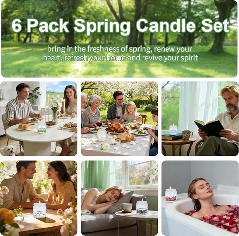 6 Pack Spring Candles for Home Scented, Scented Candles for Women Men, 21oz Natural Soy Wax Candle, Aromatherapy Candle Gifts Set for Birthday, Valentines Day, Anniversary in Saudi Arabia