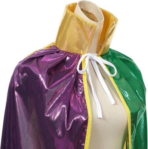Mardi Gras Cape for Women Men,Adult Mardi Gras Cloak with Collar,St. Patrick's Day,Halloween Attractive Cloak in Saudi Arabia