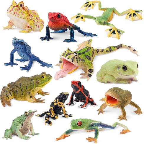 مجموعة ألعاب التمييز الحيوانية من Toymany الزواحف ، 12 PCS شخصيات حيوانات برمائية مع Komodo Dragon Snake Chameleon Rainforest Blood Plood Plughures Forms for Kids in Saudi Arabia