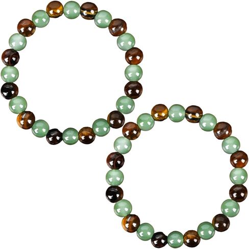 Money Bracelets for Women, Green Aventurine and Tiger Eye Crystal Bracelet, 8MM Beaded Jewelry for Wealth, Protection, and Good Luck, Healing Energy Bracelet, Calming Gift for Mom or Friend in Saudi Arabia