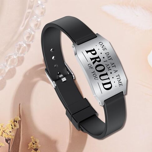 Sobriety Gifts for Men Women - One Day at a Time Bracelet, AA Recovery Gifts, Alcoholics Anonymous Sober Anniversary Bracelets in Saudi Arabia