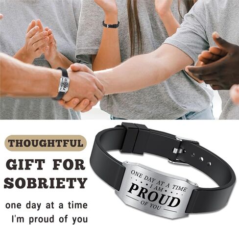 Sobriety Gifts for Men Women - One Day at a Time Bracelet, AA Recovery Gifts, Alcoholics Anonymous Sober Anniversary Bracelets in Saudi Arabia