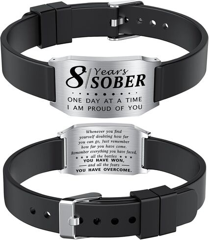 Sobriety Gifts for Men Women - One Day at a Time Bracelet, AA Recovery Gifts, Alcoholics Anonymous Sober Anniversary Bracelets in Saudi Arabia