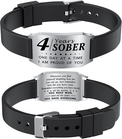 Sobriety Gifts for Men Women - One Day at a Time Bracelet, AA Recovery Gifts, Alcoholics Anonymous Sober Anniversary Bracelets in Saudi Arabia