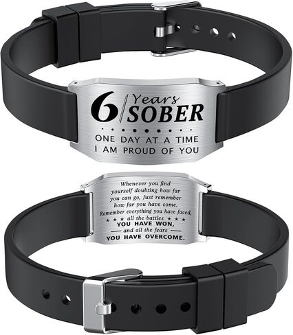 Sobriety Gifts for Men Women - One Day at a Time Bracelet, AA Recovery Gifts, Alcoholics Anonymous Sober Anniversary Bracelets in Saudi Arabia