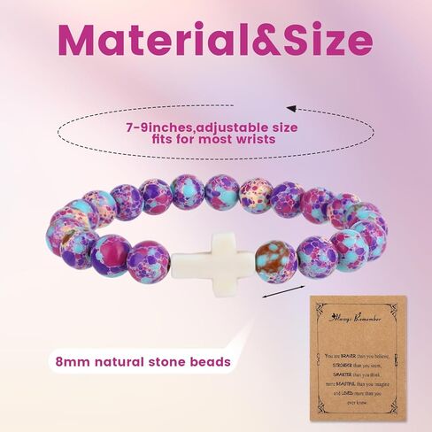 4 Pcs Cross Bracelets with Always Remember Cards, Christmas Gifts for Teens Girl Gift Trendy Stuff,Stocking Stuffers for Teen Girls,Christian Bracelets Sobriety Gifts for Men Women Girl Boy Gift Ideas in Saudi Arabia