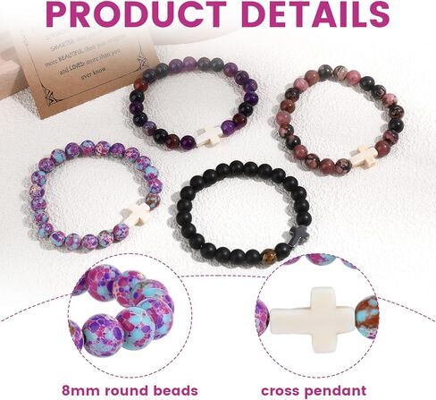 4 Pcs Cross Bracelets with Always Remember Cards, Christmas Gifts for Teens Girl Gift Trendy Stuff,Stocking Stuffers for Teen Girls,Christian Bracelets Sobriety Gifts for Men Women Girl Boy Gift Ideas in Saudi Arabia