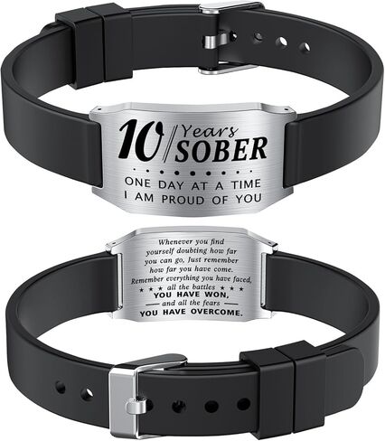 Sobriety Gifts for Men Women - One Day at a Time Bracelet, AA Recovery Gifts, Alcoholics Anonymous Sober Anniversary Bracelets in Saudi Arabia