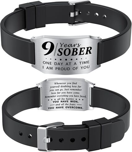 Sobriety Gifts for Men Women - One Day at a Time Bracelet, AA Recovery Gifts, Alcoholics Anonymous Sober Anniversary Bracelets in Saudi Arabia