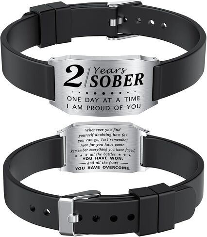 Sobriety Gifts for Men Women - One Day at a Time Bracelet, AA Recovery Gifts, Alcoholics Anonymous Sober Anniversary Bracelets in Saudi Arabia
