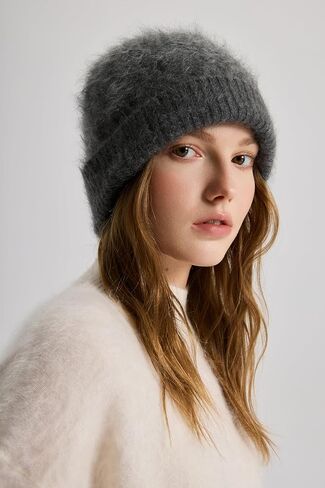 EURKEA 100% Pure Brushed Cashmere Winter Beanie Skullies Cap for Women, Soft Warm Lightweight Beanie in Saudi Arabia