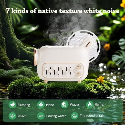 موزع روائح الزيوت العطرية من كلوزيا للمنزل 120 مل مع ضوء ليلي دوار وضوضاء بيضاء للنوم - موزع روائح العلاج العطري يعمل على إيقاف التشغيل التلقائي لغرفة النوم وغرفة اليوغا والمنزل والمكتب واسترخاء الأطفال in Kuwait