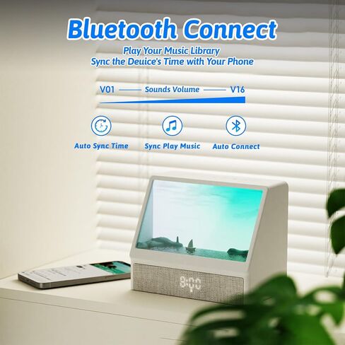 شروق الشمس المنبه ضوء الليل، فتحة المنبه للبالغين مع آلة الصوت بلوتوث المتكلم الضوضاء البيضاء آلة الصوت شروق الشمس على مدار الساعة مصباح الليل لمنضدة غرفة ديكور الهدايا الأفكار in Kuwait