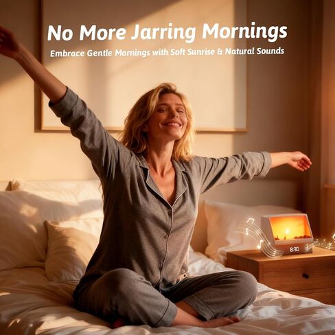 شروق الشمس المنبه ضوء الليل، فتحة المنبه للبالغين مع آلة الصوت بلوتوث المتكلم الضوضاء البيضاء آلة الصوت شروق الشمس على مدار الساعة مصباح الليل لمنضدة غرفة ديكور الهدايا الأفكار in Kuwait