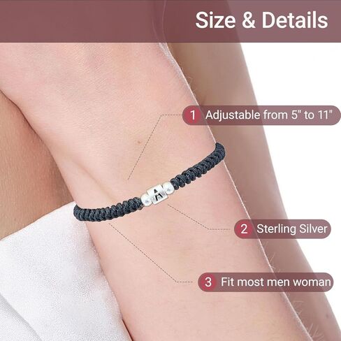 Sterling Silver Initial Bracelets for Love, Monogram Inspirational Gifts Letter Bracelets for Man Woman Siter Friend, Memorial Day Gifts for Hubby Wifey Valentine's Day in Saudi Arabia