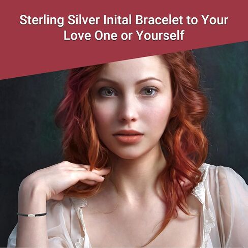 Sterling Silver Initial Bracelets for Love, Monogram Inspirational Gifts Letter Bracelets for Man Woman Siter Friend, Memorial Day Gifts for Hubby Wifey Valentine's Day in Saudi Arabia