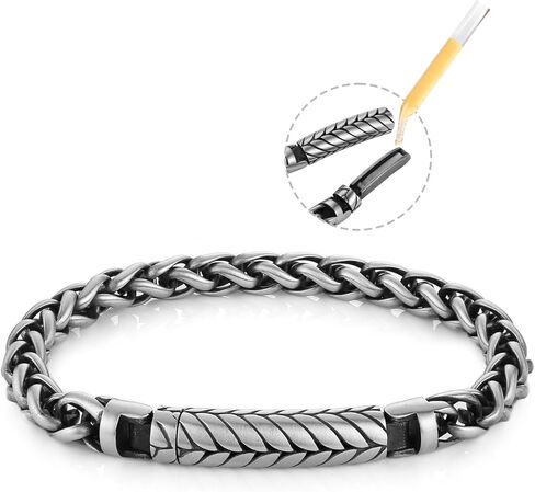 HZMAN 8.5In Link Bracelet for Men 8mm Wide Stainless Steel Fragrance/Essential Oil Relaxing Stress Relieving Rope Chain/Square Box Chain Bracelet in Saudi Arabia
