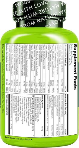 NATURELO Whole Food Multivitamin with Extra Hair, Skin & Nails Support - Beauty Blend with Hyaluronic Acid & Grape Seed - High Potency Biotin, Vitamin C, & Glutathione, 60 Vegan Capsules (Pack of 2) in Kuwait