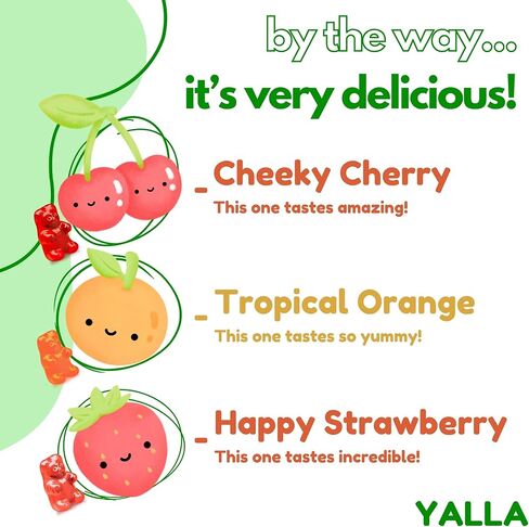 YALLA Halal Vitamins for Kids, Halal Kids Multivitamin Gummies, 45-90 Day Supply, Essential Vitamins with C, D3, Zinc for Immunity, B6 B12 for Energy, ISA Certified, Gelatin Free in Saudi Arabia