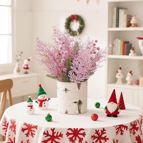 Sherika 24 Pcs Christmas Glitter Stems Artificial Pink Ornament Tree Picks for Christmas Tree Decor, DIY Crafts,Christmas Holiday Decorations, Wreath, Garland, Vase, Wedding and Home Decoration in Saudi Arabia