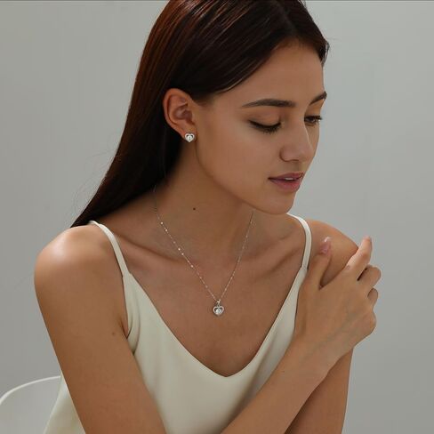 S925 Heart Wedding Jewelry Sets for Bride, 3 Pcs Cubic Zirconia Prom Jewelry, Silver Jewelry Set for Women, Heart Silver Necklace and Earring Sets for Women, Silver Necklace Set in Saudi Arabia