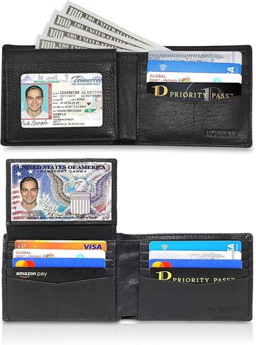 NOBILITY Wallet for Men Black Genuine Leather RFID Blocking Bifold Stylish Wallet With 2 ID Window Gift Items in Saudi Arabia
