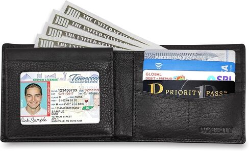 NOBILITY Wallet for Men Black Genuine Leather RFID Blocking Bifold Stylish Wallet With 2 ID Window Gift Items in Saudi Arabia