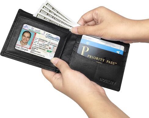 NOBILITY Wallet for Men Black Genuine Leather RFID Blocking Bifold Stylish Wallet With 2 ID Window Gift Items in Saudi Arabia