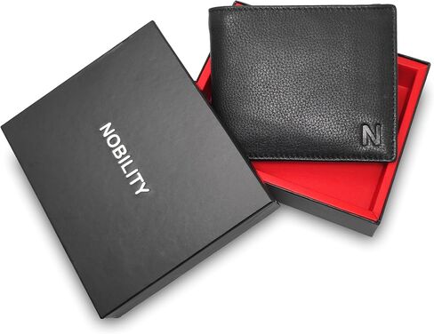 NOBILITY Wallet for Men Black Genuine Leather RFID Blocking Bifold Stylish Wallet With 2 ID Window Gift Items in Saudi Arabia