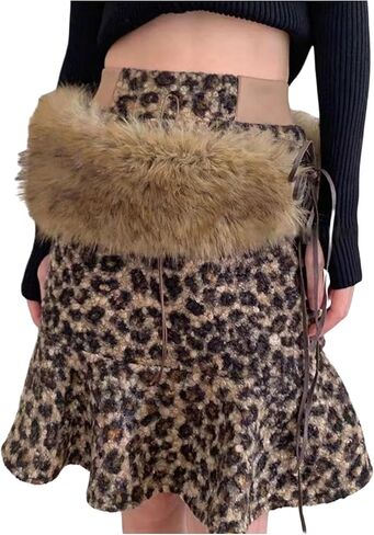 MakeMeChic Women's Faux Fur Wide Belt Fuzzy Tie Side Grunge Belts Accessories for Dress in Saudi Arabia