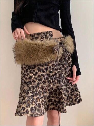 MakeMeChic Women's Faux Fur Wide Belt Fuzzy Tie Side Grunge Belts Accessories for Dress in Saudi Arabia