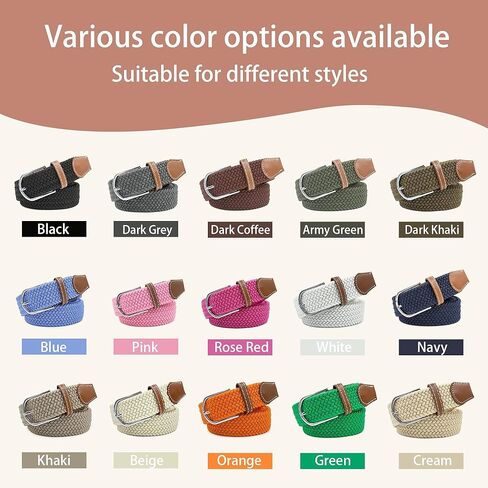 2 Pack No Holes Belts for Women Men Boy Girl, Jeans Pants Dress Elastic Stretchy Golf Braided Belt in Saudi Arabia