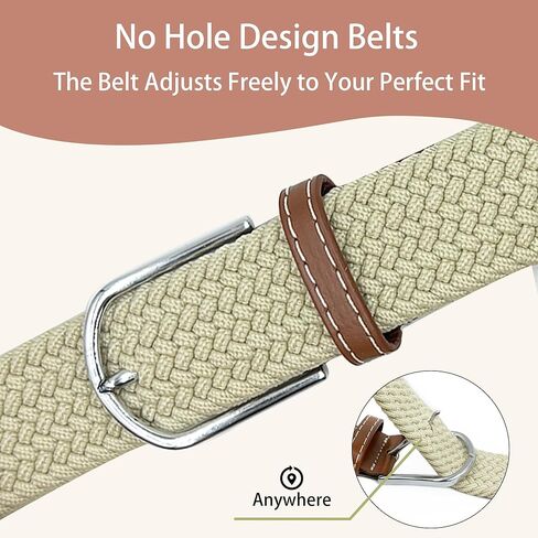 2 Pack No Holes Belts for Women Men Boy Girl, Jeans Pants Dress Elastic Stretchy Golf Braided Belt in Saudi Arabia