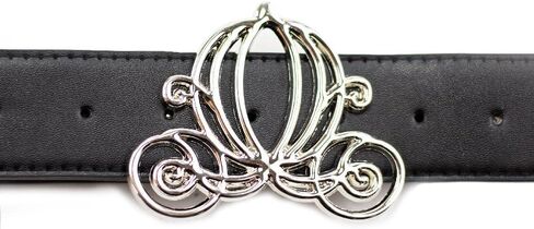 Buckle-Down womens Disney Belt, Cinderella Carriage Silver Buckle, Black Vegan Leather Belt in Saudi Arabia