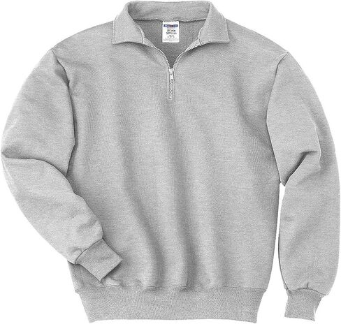 Jerzees Men's Super Sweats Quarter Zip Sweatshirt, Medium, Ash in Saudi Arabia