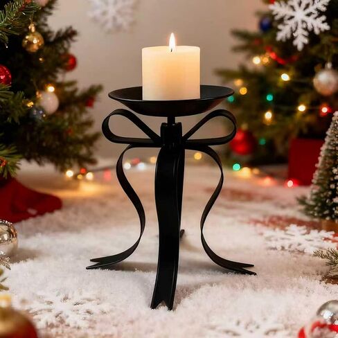 Gold Bow Candle Holder,Luxurious Table Decor for Christmas, Weddings, Parties & Home, Fits Tealight/Votive/Pillar Candles in Saudi Arabia