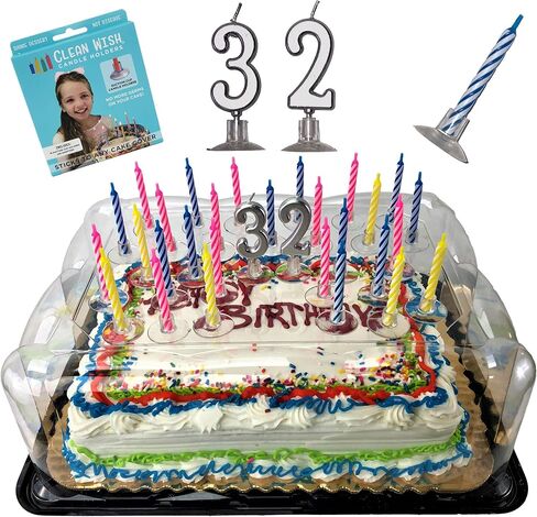 Birthday Suction Cup Candle Holders - Easily Stick to Any Cake Cover, Washable and Reusable 16 Holders & Adapters in Saudi Arabia