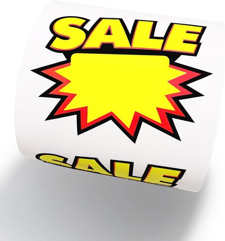 Starburst Sign Sale Stickers 4 x 3 Inches Self-Adhesive Blank Price Tags Sticker Writable Removable Waterproof Labels for Garage Retail Store Business 500 PCS in Kuwait
