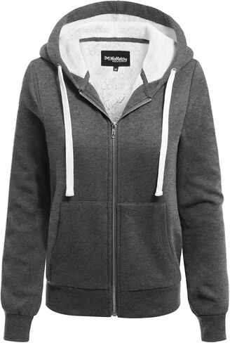 MixMatchy Women's Casual Basic Sherpa-Lined Fleece Full Zip Up Cozy Hooded Sweatshirt Jacket in Saudi Arabia