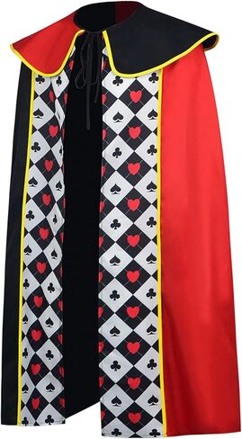 4Pcs Queen Costume Set Red & Black Playing Card Cape,Earrings,Queen Crown Wand for Halloween Theme Party in Saudi Arabia